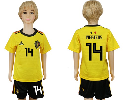 Belgium #14 Mertens Away Kid Soccer Country Jersey - Click Image to Close